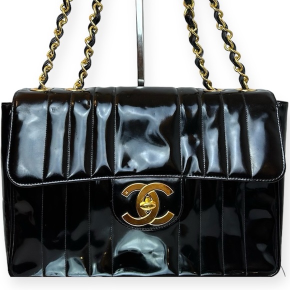 CHANEL Handbags - CHANEL CC TURN LOCK PATENT LEATHER SAID NGLE FLAP BAG